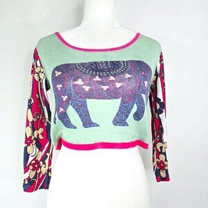 Jane Doe Vintage Y2K 90s Sequined Floral Crop Top Women's M